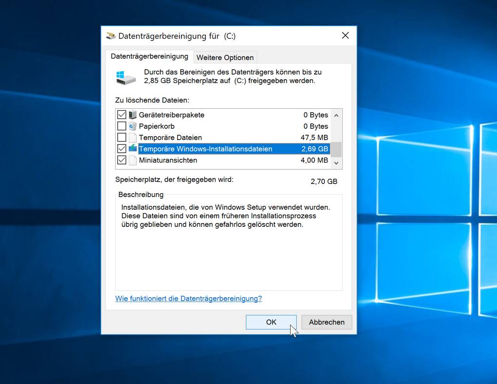Windows: Festplatte aufräumen - so geht's | heise online