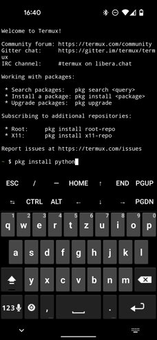 Termux macht viele Linux-Pakete unter Android nutzbar, darunter ein aktuelles Python.,