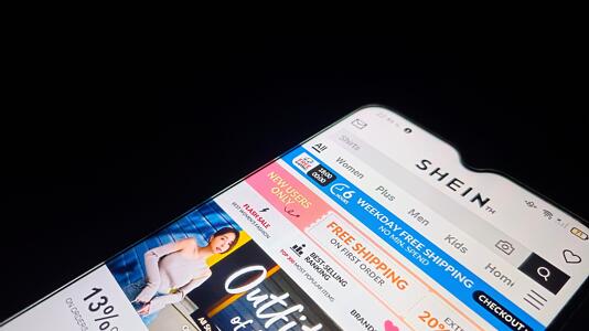 Startseite von Shein auf einem Smartphone
