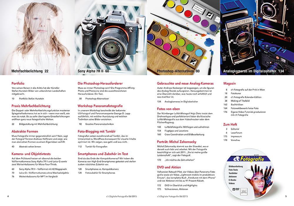 c't Digitale Fotografie 6/2015 Inhaltsübersicht