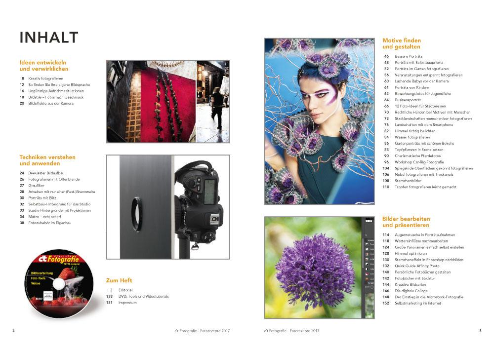 Inhaltsübersicht der c't Fotografie Extra 2017