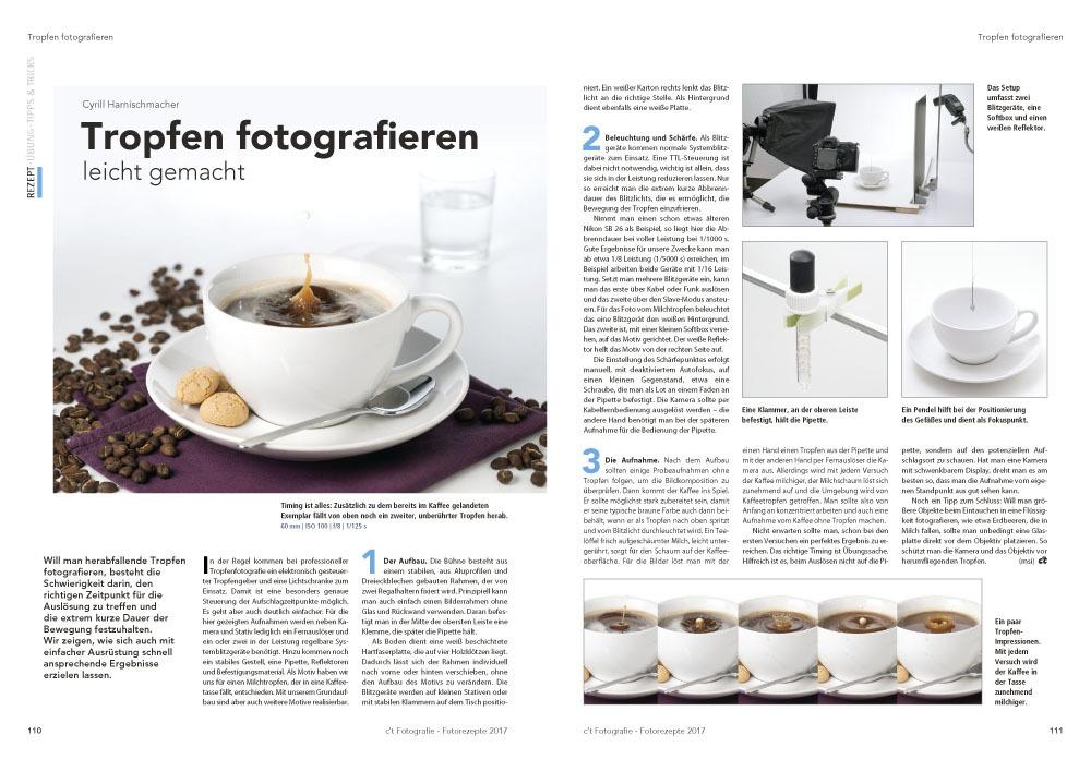 Autor Cyrill Harnischmacher zeigt, wie Sie auch mit einfacher Ausrüstung erfolgreich herabfallende Tropfen fotografieren.