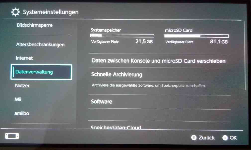 Nintendo Switch Speicher erweitern so klappt
