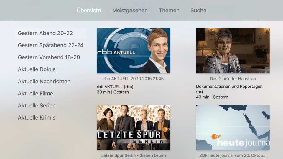 Ard Und Co Mediathekensuche Fur Tvos Heise Online