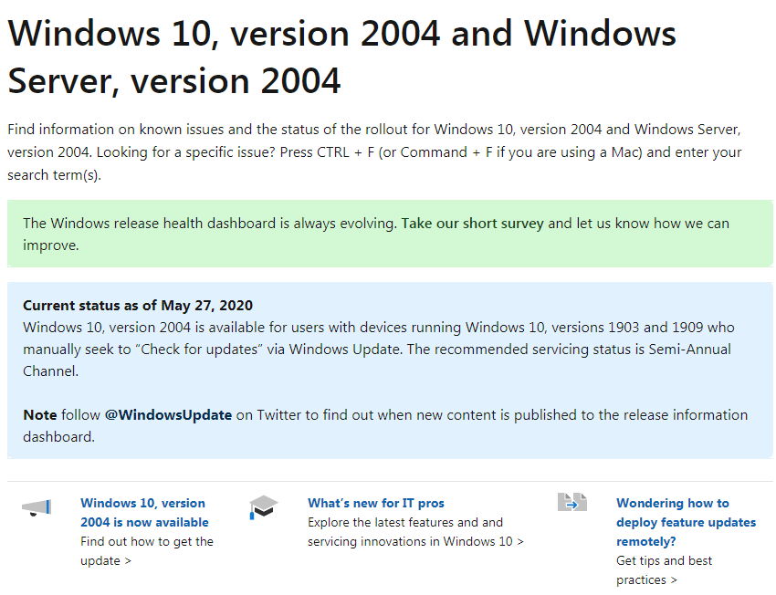 Windows 10 Version 2004 Und Windows Server 2004 Jetzt Allgemein Verfugbar Heise Online