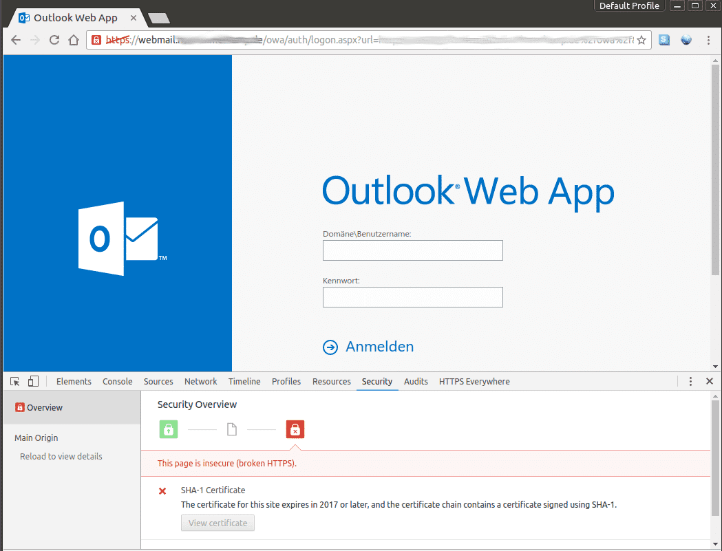 Bisher gibt es nur Warnungen -- ab Januar wird es ernst: da präsentieren alle Browser Fehlermeldungen, wenn sich eine Web-Seite mit einem SHA-1-Zertifikat ausweist.