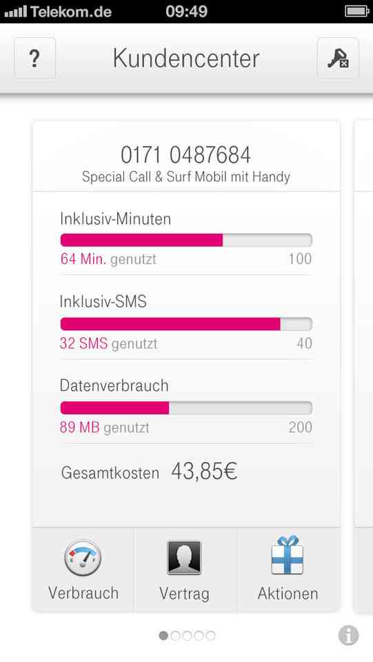 Kundencenter-App der Telekom zeigt Datenverbrauch an | Mac & i