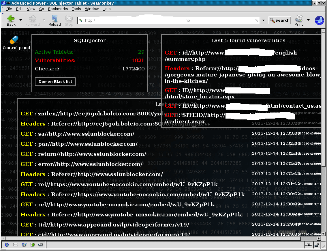 Screenshot des Bot-Kontrollzentrums