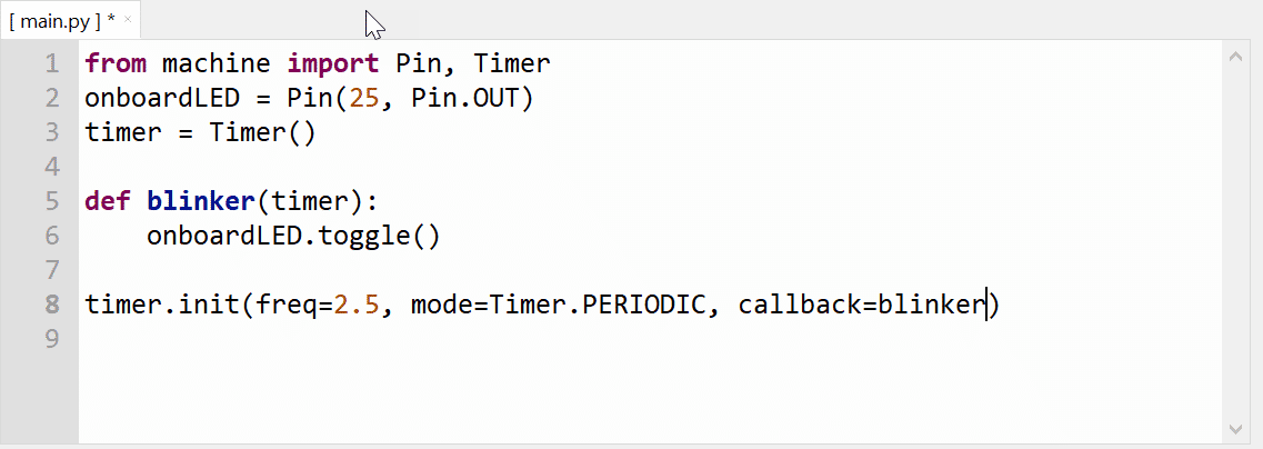 The usual blink program in a pico version