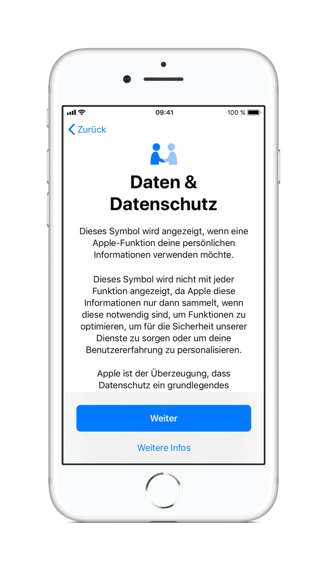 Nach dem Update auf iOS 11.3 erscheint ein Dialog, der auf das neue Logo hinweist und seine Bedeutung erklärt.
