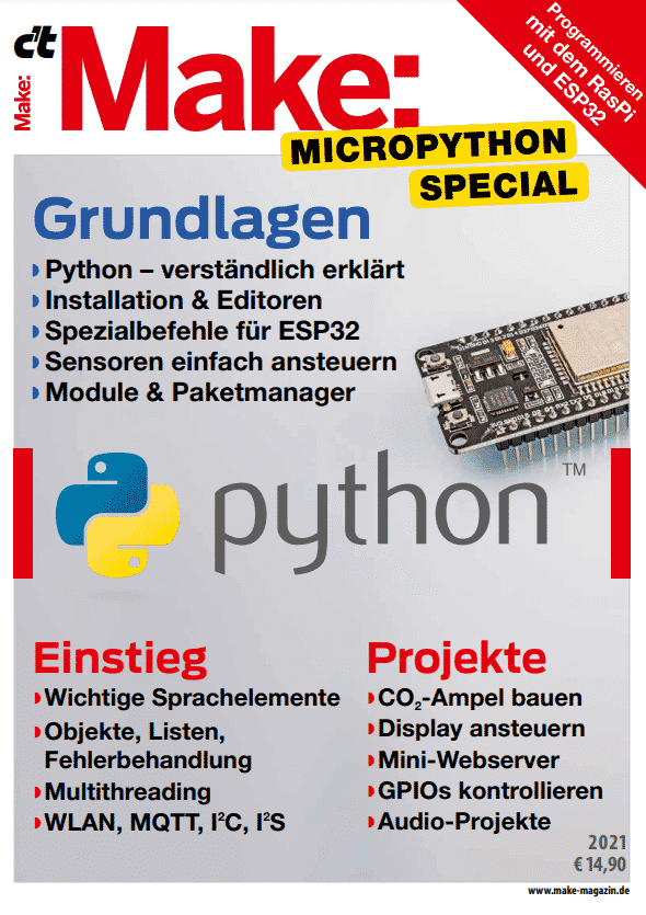 Sonderheft Make MicroPython Special jetzt im heise shop erhältlich ...
