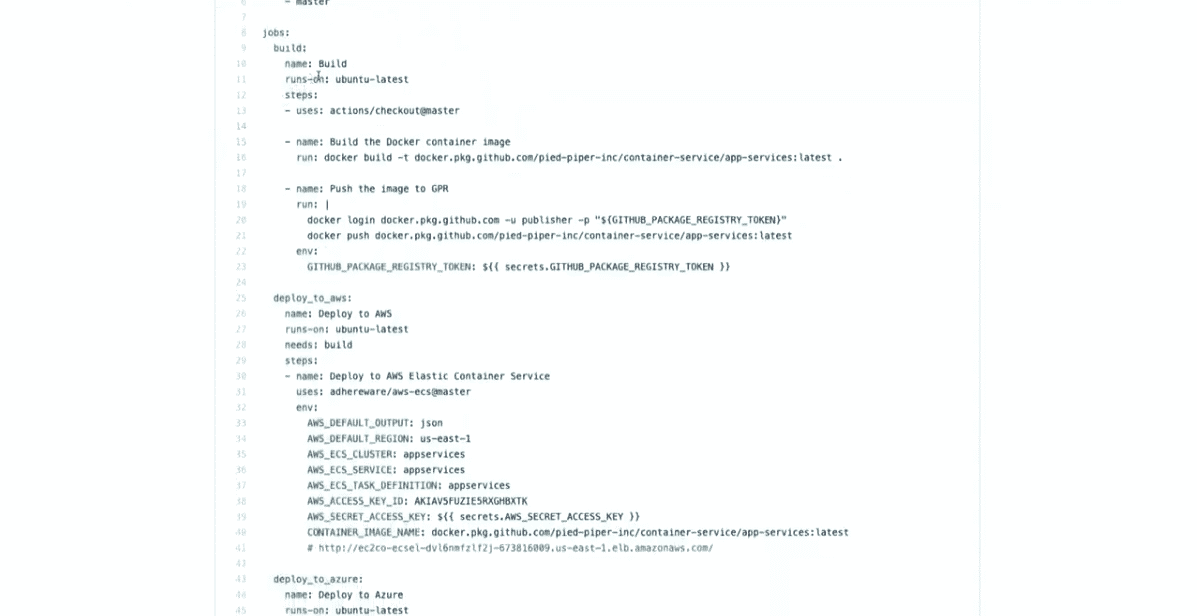 In der Demo konnte man ein YAML-File bewundern, das das automatische Deployment zu Azure, AWS und Google Cloud aktiviert.