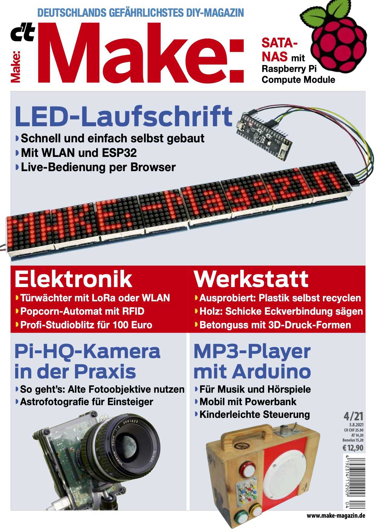 LED-Laufschrift mit ESP32, Make Magazin
