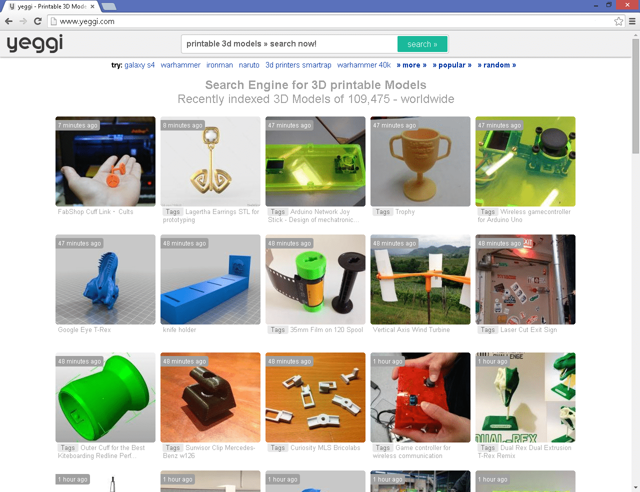 Als eine Art Meta-Suchmaschine soll Yeggi ausschließlich in 3D druckbare Objekte liefern.
