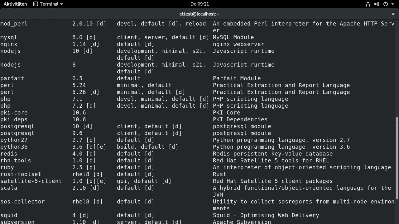Node.js, PHP, PostgreSQL und einige anderen Software liegen in unterschiedlichen Versionen bei.