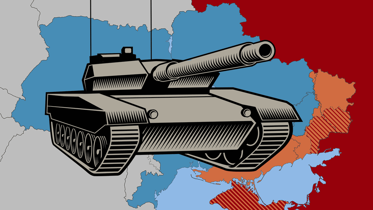 Panzer vor ukrainischer Landkarte