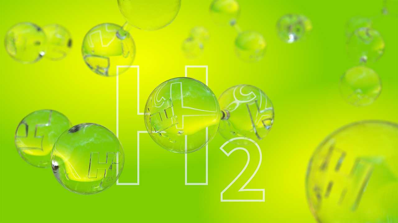  H2 für Wasserstoff auf grünem Hintergrund