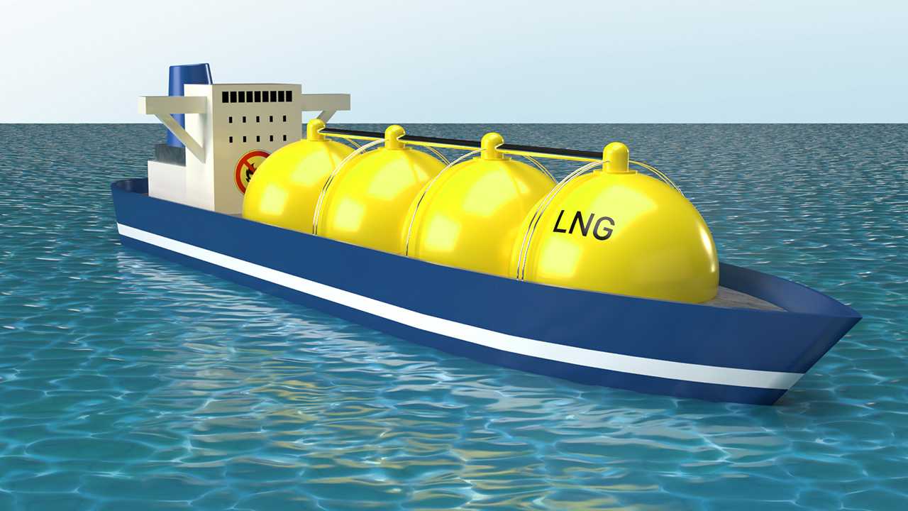 Grafik eines LNG-Tankers auf See