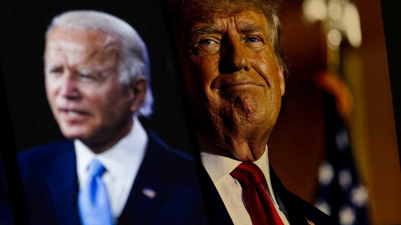 Joe Biden und Donald Trump als Wahlkämpder auf einem Bild