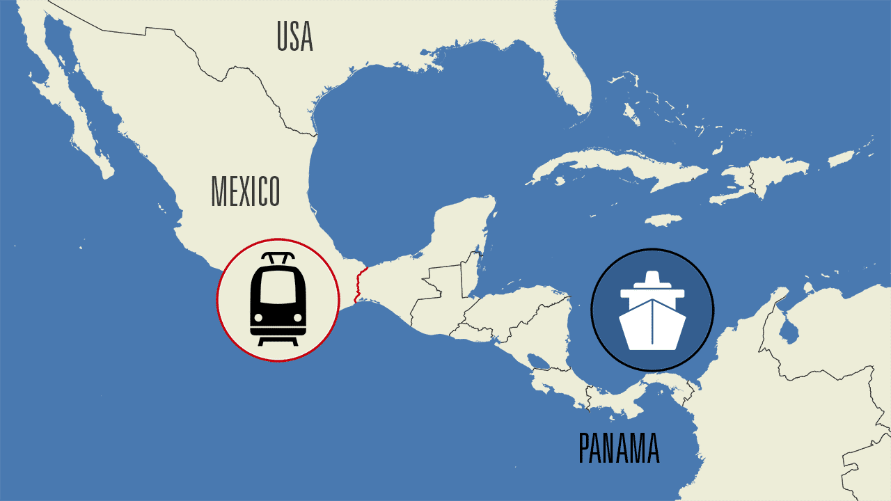 Mittelamerika mit Panamakanal und mexikanischem Eisenbahnkorridor