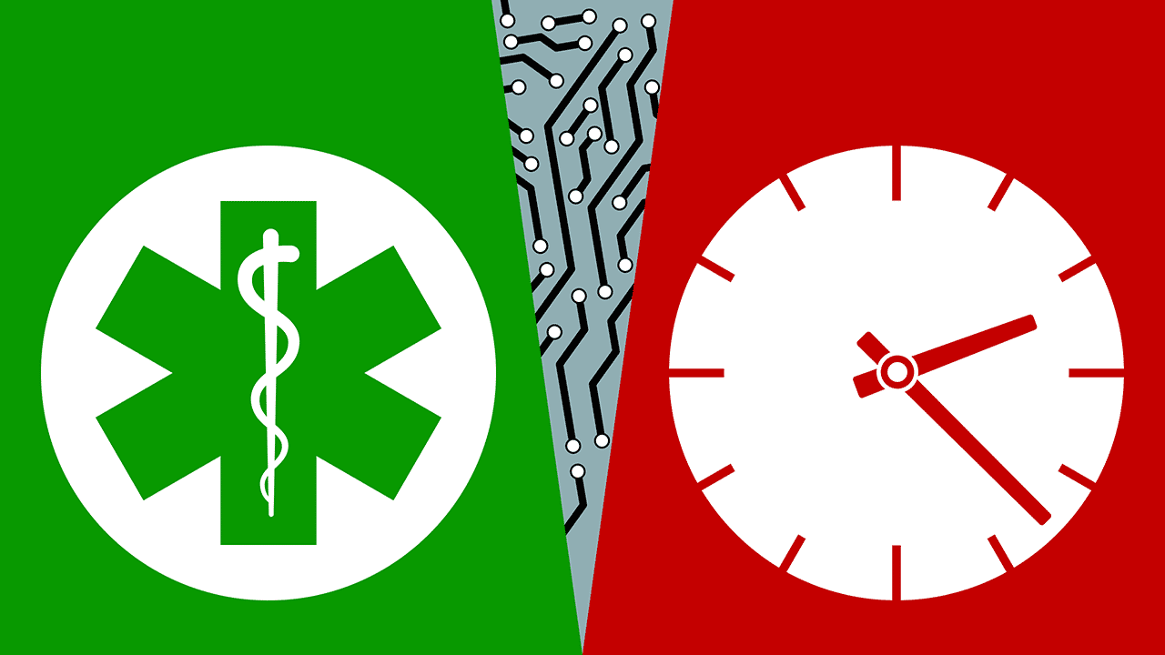 Notfall-Kreuz und Uhr durch KI getrennt