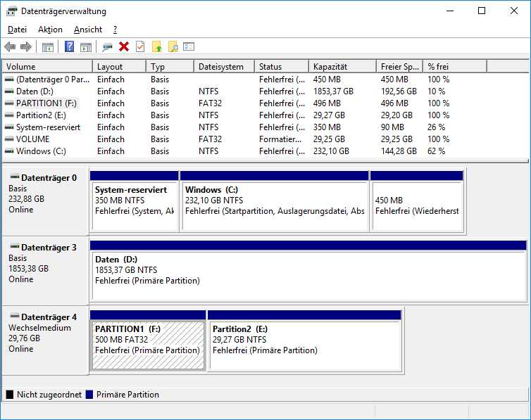 Windows 10: Dank Creators Update mehrere Partitionen auf USB-Sticks