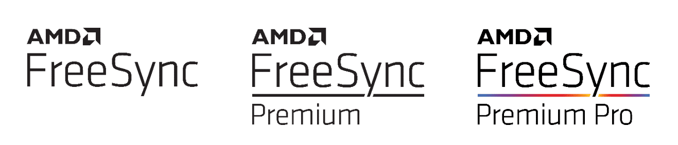 Die drei unterschiedlichen Logos für AMDs FreeSync-Zertifikate.
