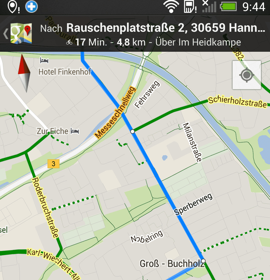 google maps app fahrrad nicht möglich