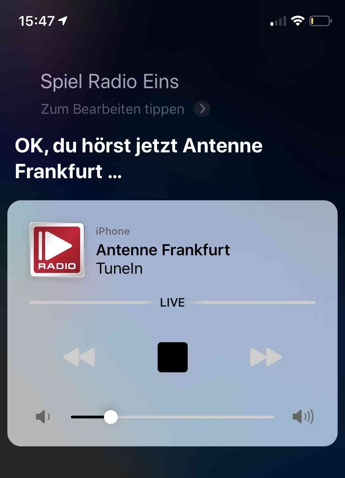 Radio hören mit Siri Größere Störungen bei TuneIn