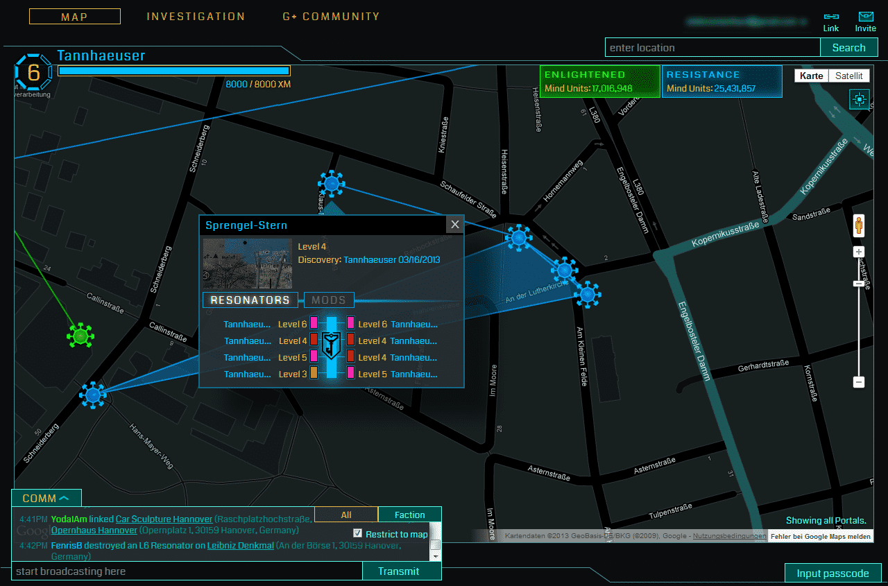 Inoffizielle Karte: Google macht sich bei Ingress-Spielern unbeliebt