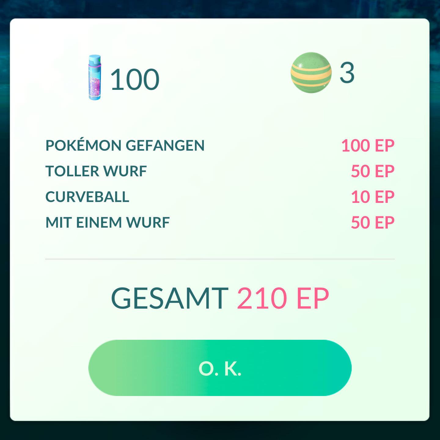 Erwischt man ein Pokémon mit dem ersten Ball, bekommt man einen Bonus.