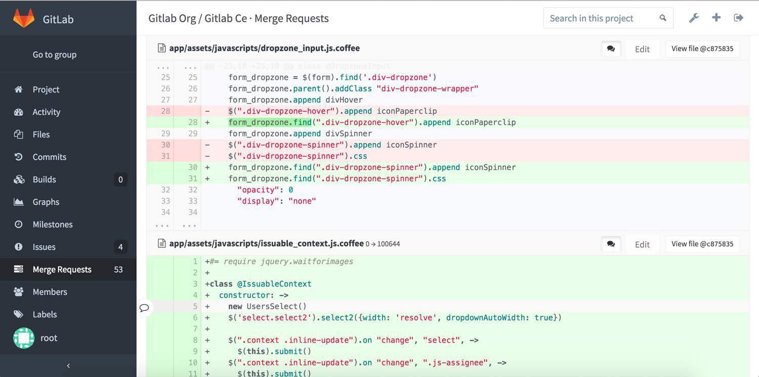 Gewohntes Bild für Sourcecode in der vergleichenden Ansicht