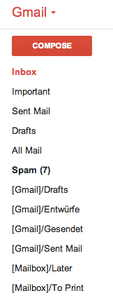 Schrägstriche in Gmail-Labels können Mail.app in 10.9.2 überfordern