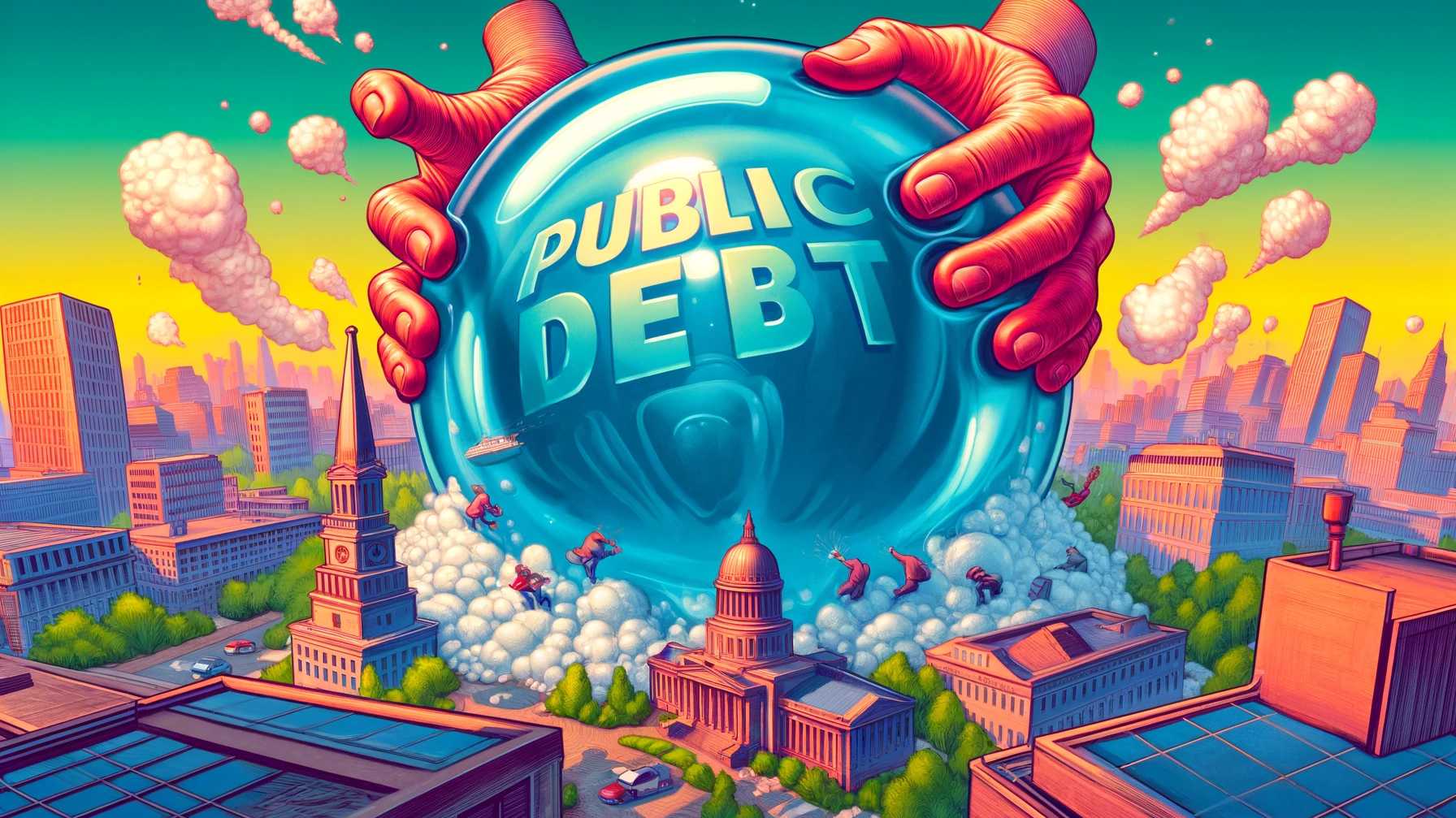 Öffentliche Schuldenlast als zerstörerische Blase – USA und China als aufblasende Kräfte im Comic-Stil