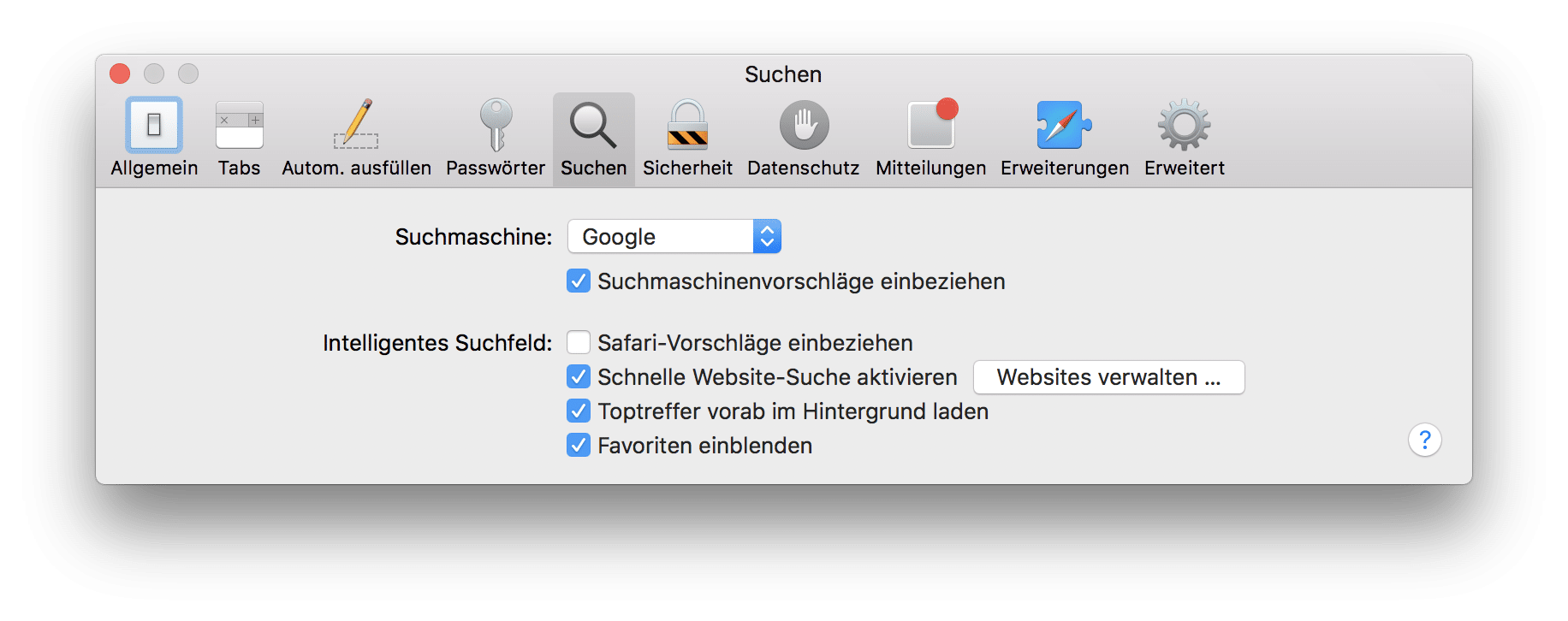 Sind die Safari-Vorschläge deaktiviert, erfolgt der Verbindungsaufbau wieder sofort.