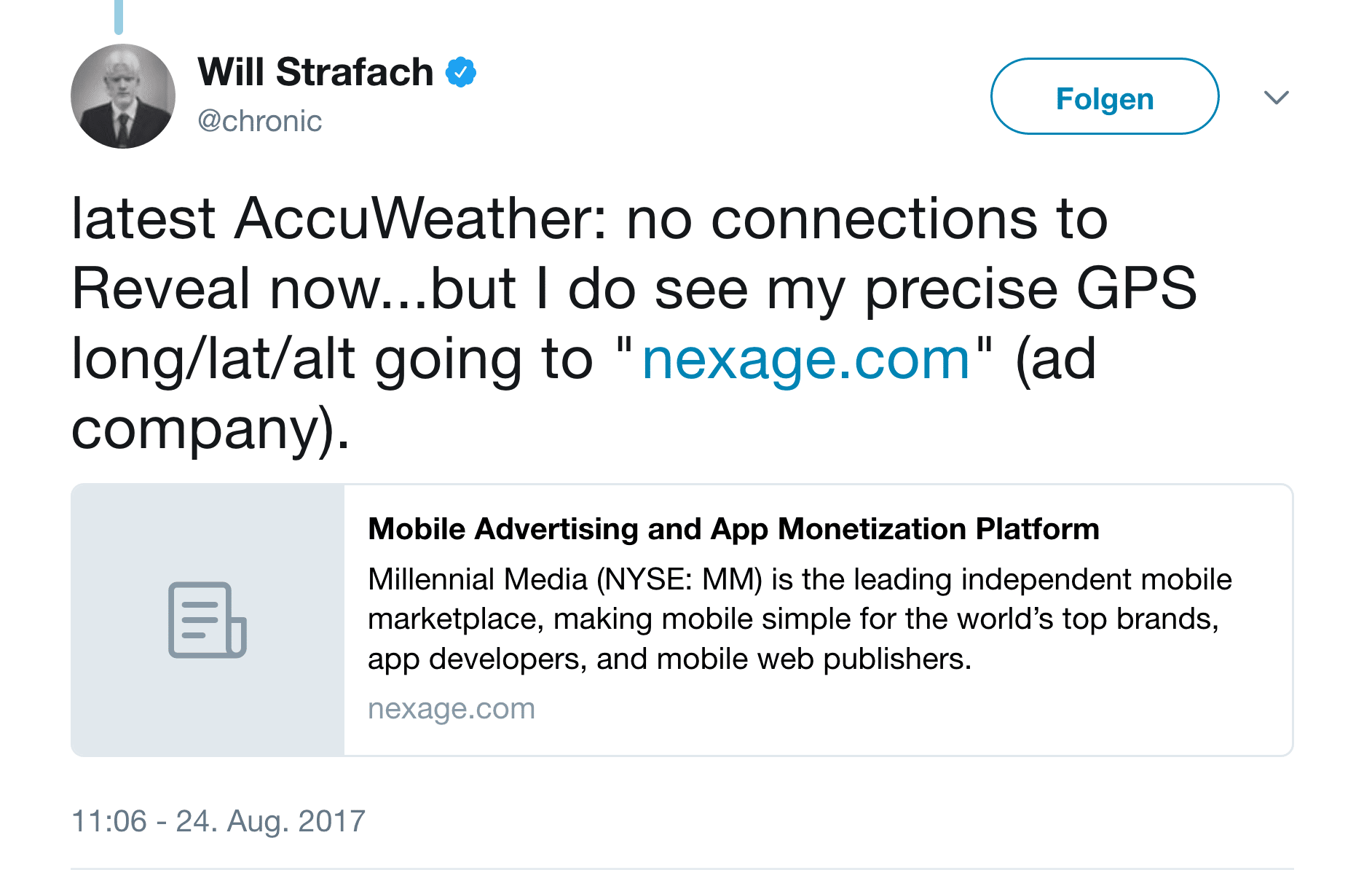 Sicherheitsforscher: AccuWeather-App schickt iPhone-GPS-Daten weiterhin an Dritte