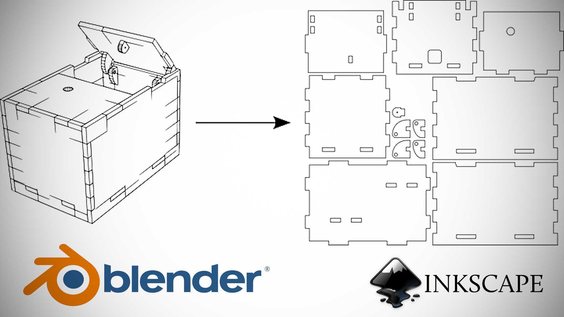 3D Schachtel zu 2D-CAD Daten, Blender und Inkscape