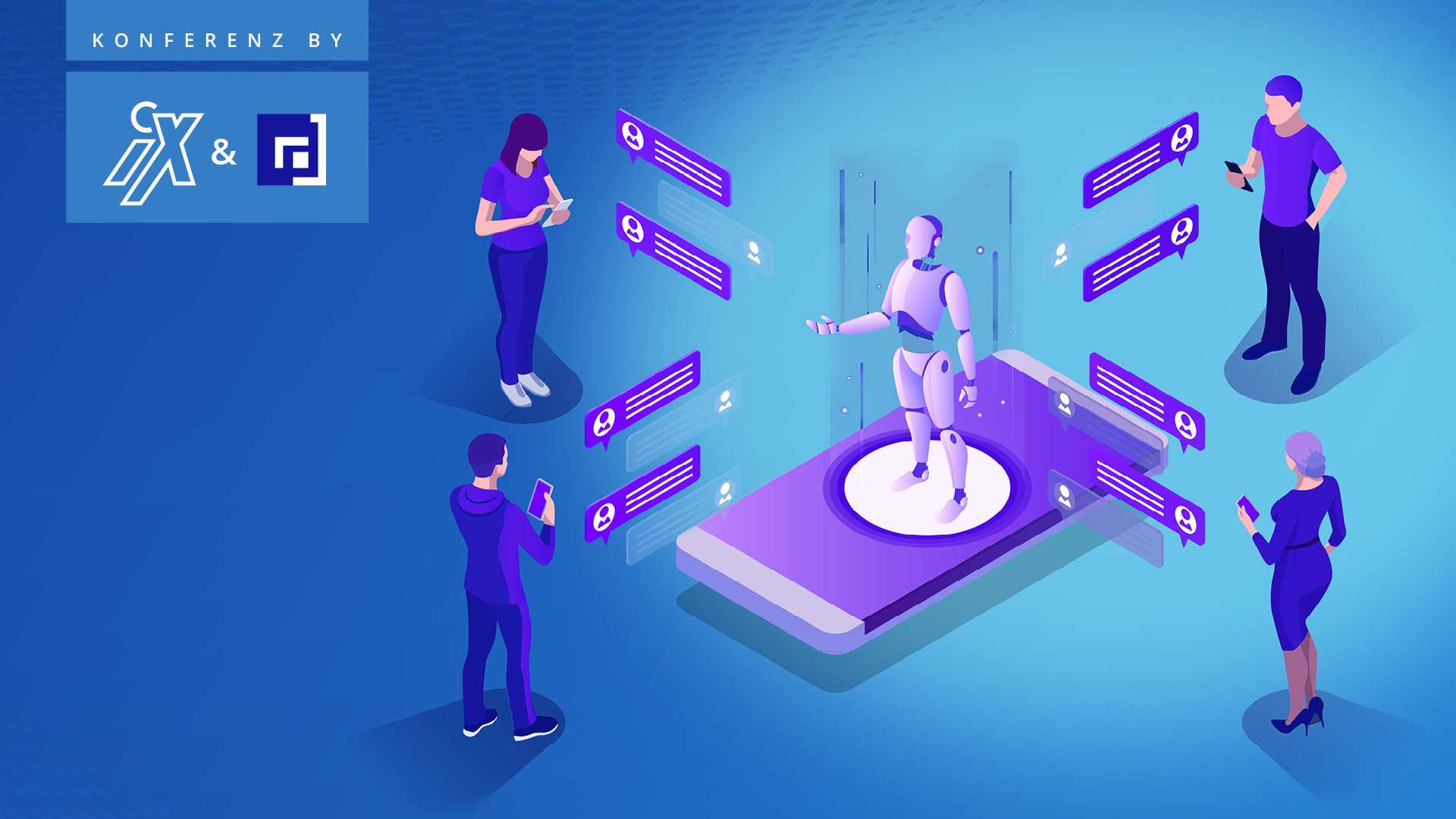 Chatbot stands on smartphone