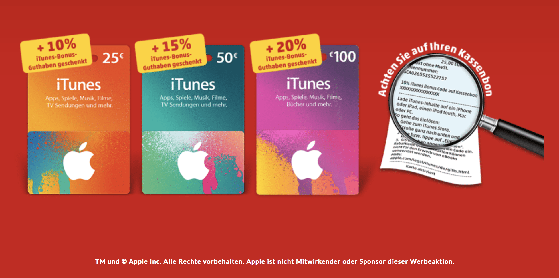 Bonusguthaben auf iTunes-Karten.
