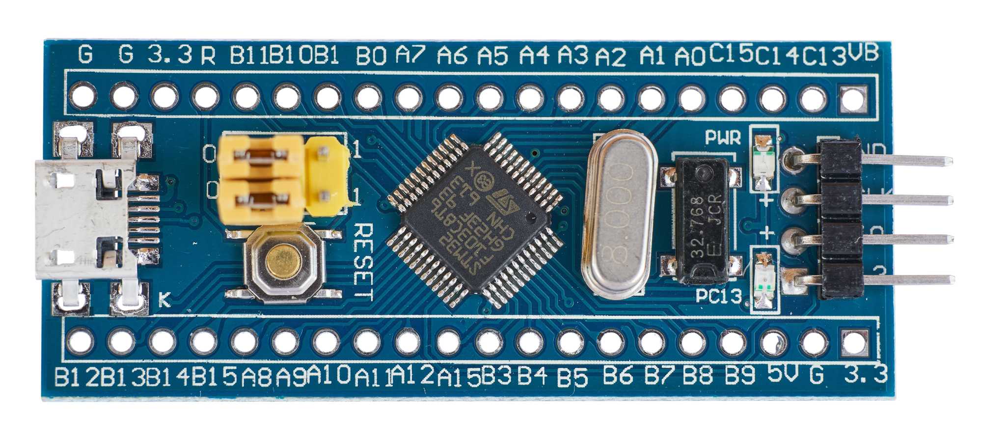 Der Microcontroller STM32F103C8T6, oft nur unter seinem Kosenamen Blue Pill bekannt, liefert hohe Leistung für wenig Geld