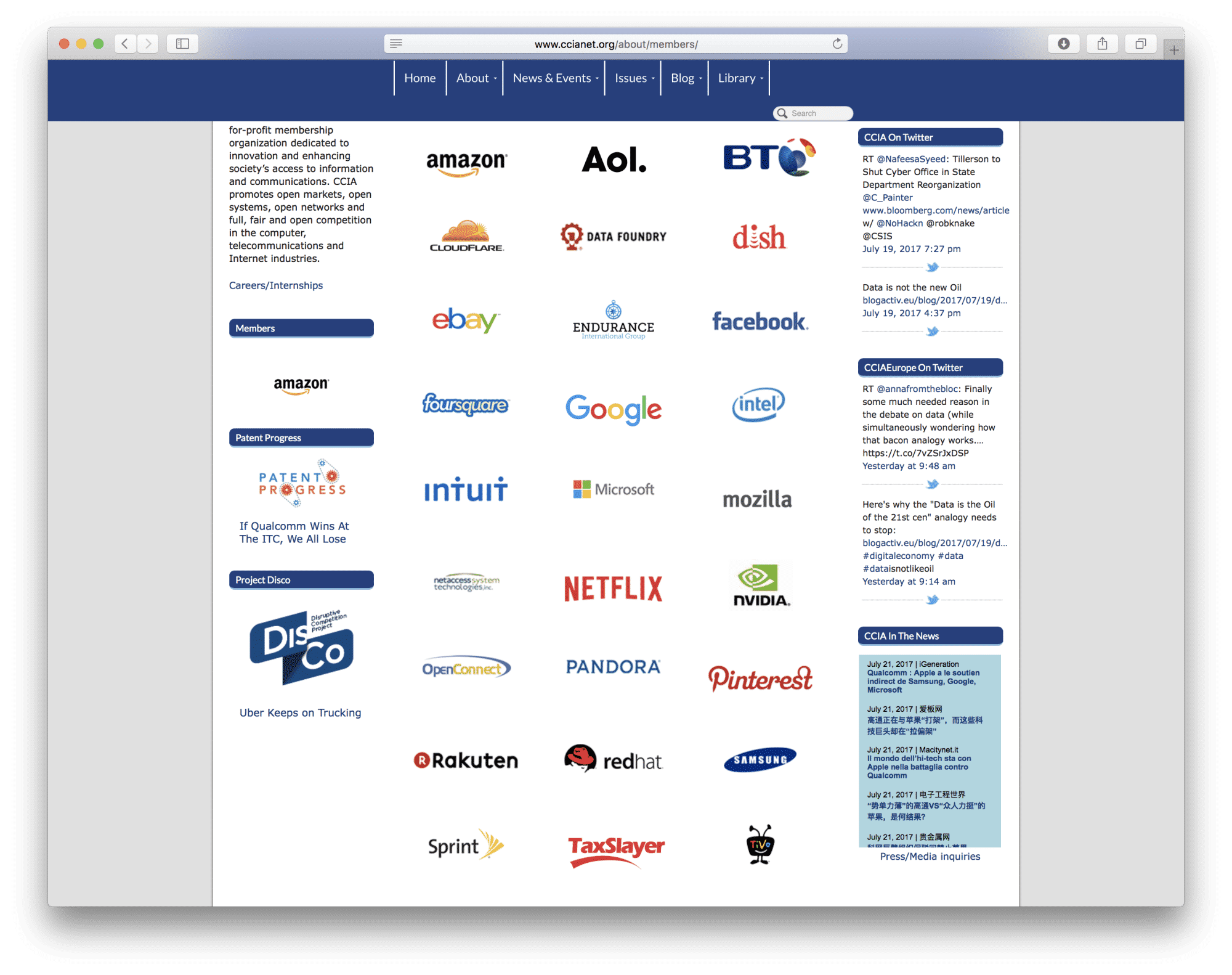 CCIA-Webseite