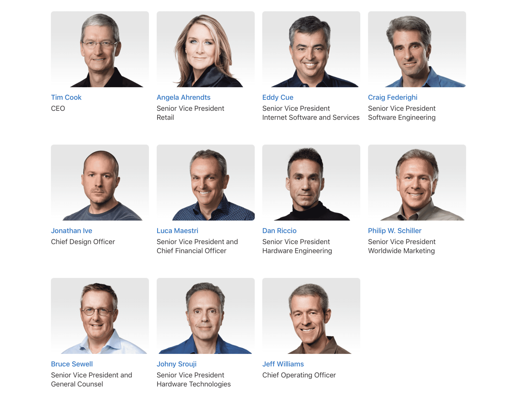 Apples oberste Management-Ebene.