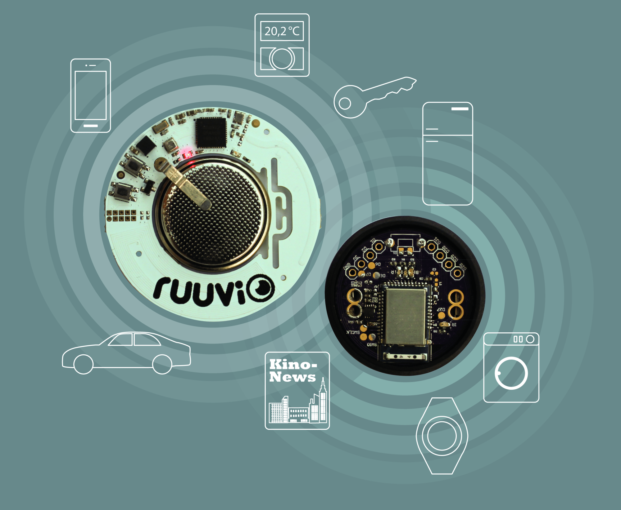 Zwei Beacons: Ruuvi und Puck.js