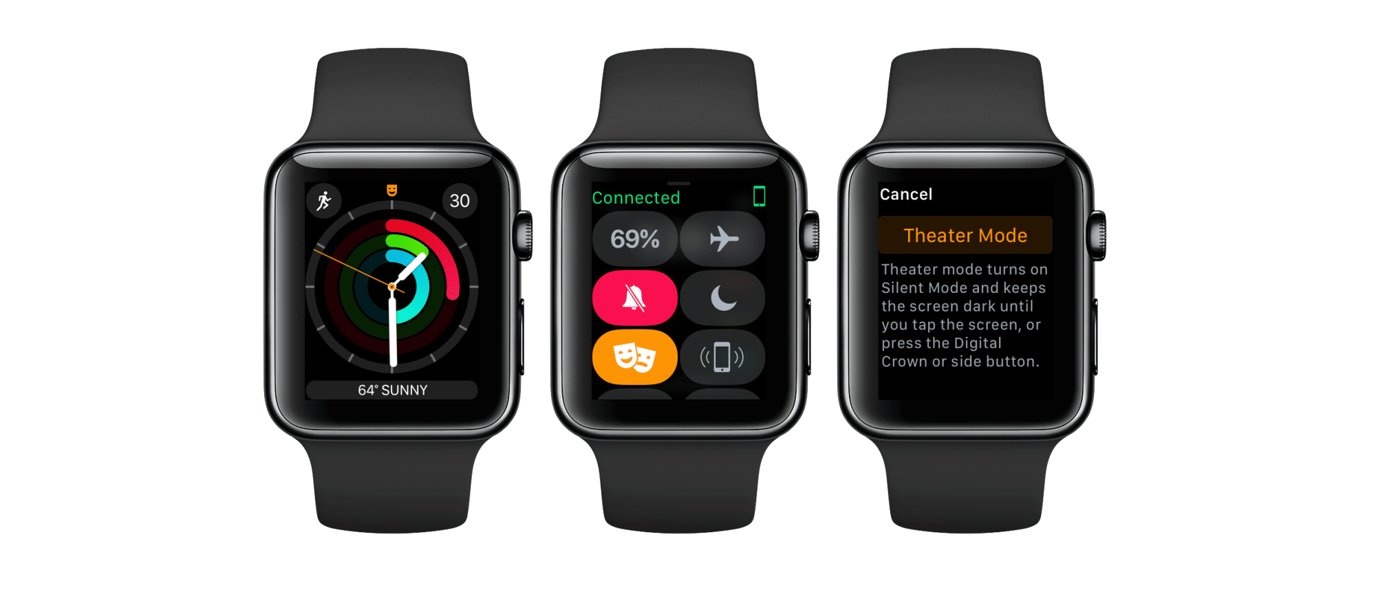 Den neuen Kinomodus in watchOS erreicht man schnell.