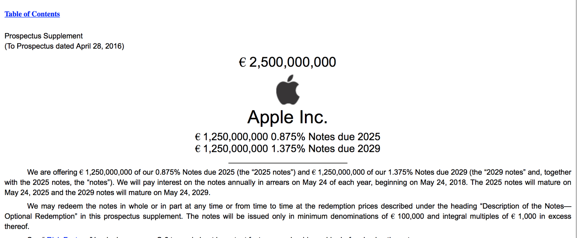 Die neuen Bonds gibt Apple wieder in Euro aus.