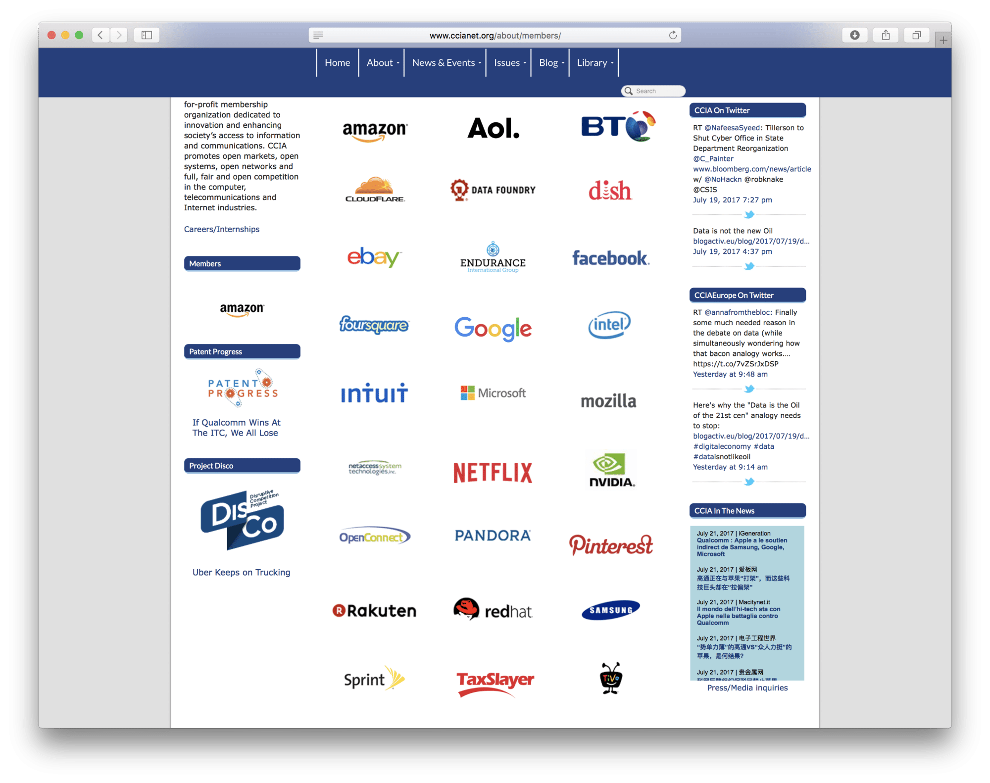 CCIA-Webseite