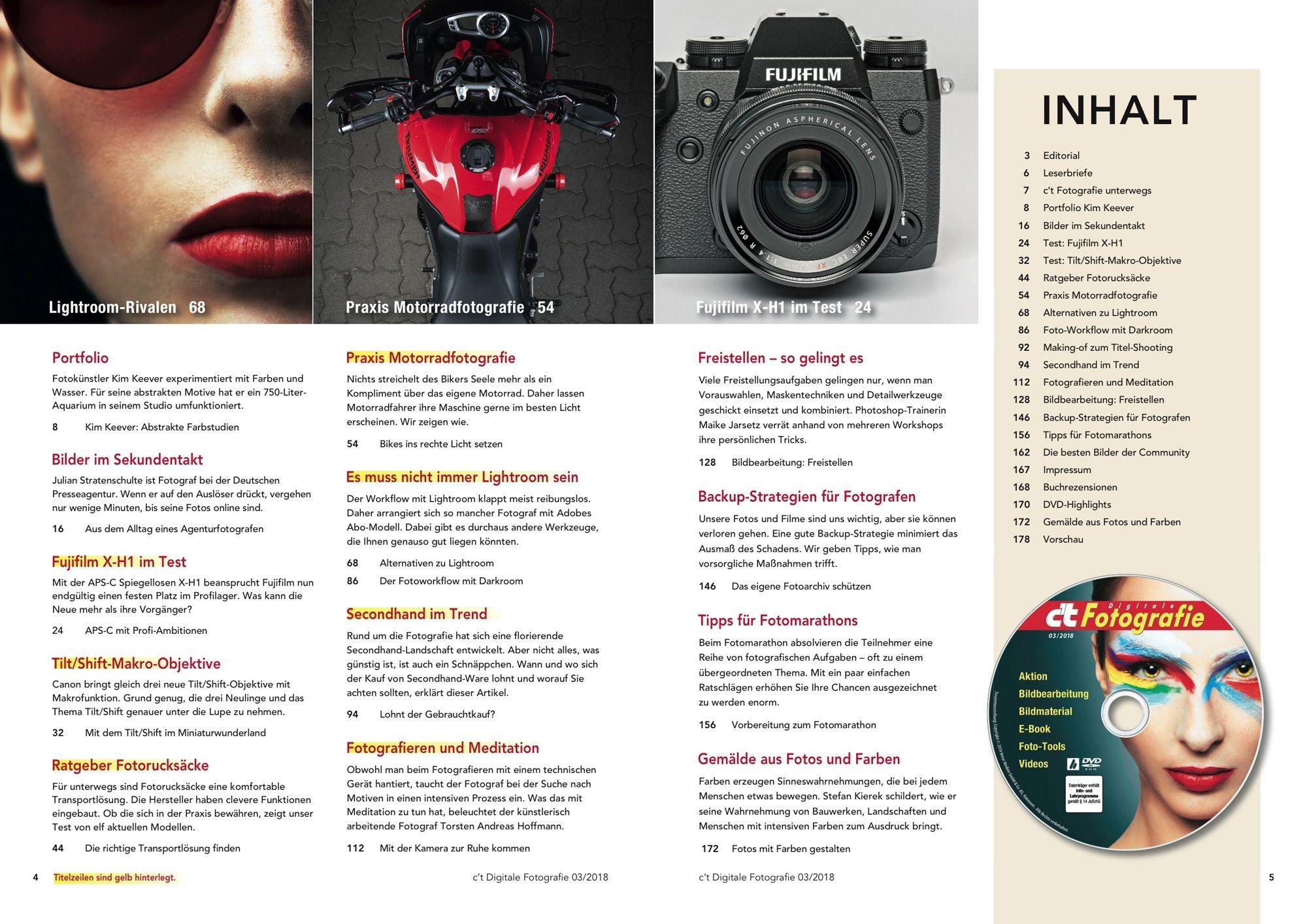 Inhalt, c't Fotografie 3/2018