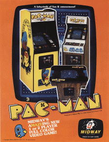 Alter Pacman-Flyer mit Spielautomaten
