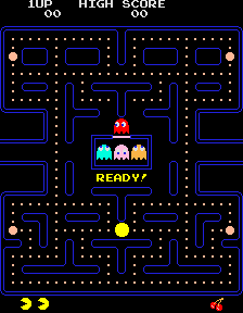 Pacman-Spielfeld-Übersicht vor Spielstart