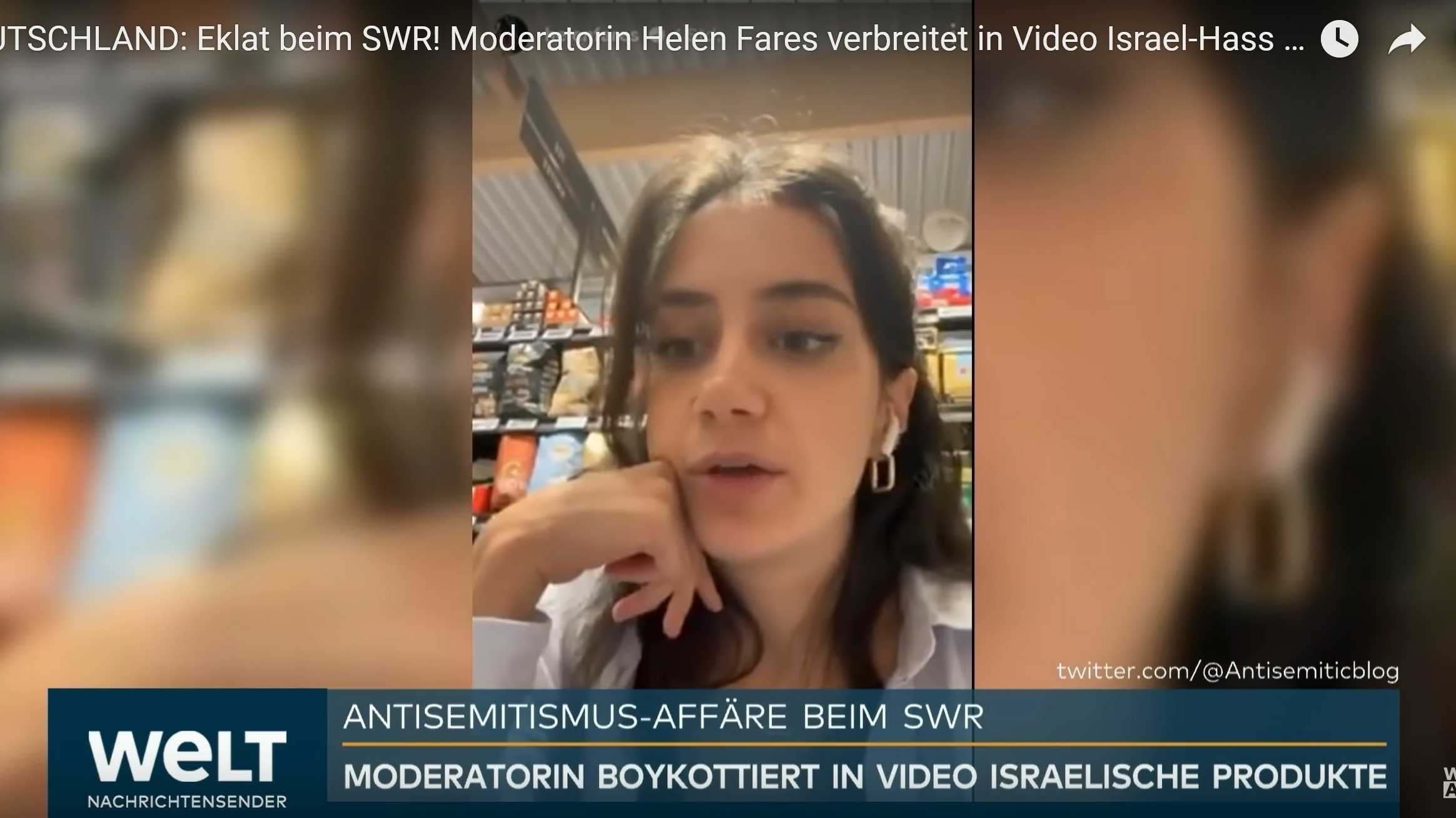 Berichterstattung von Welt TV, in der das Video mit Fares Helen über Boykott-App gezeigt wird